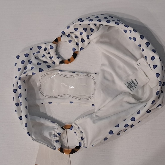 Roller Rabbit Blue Heart Print Ring Hipster Bikini Bottoms - Picture 3 of 4